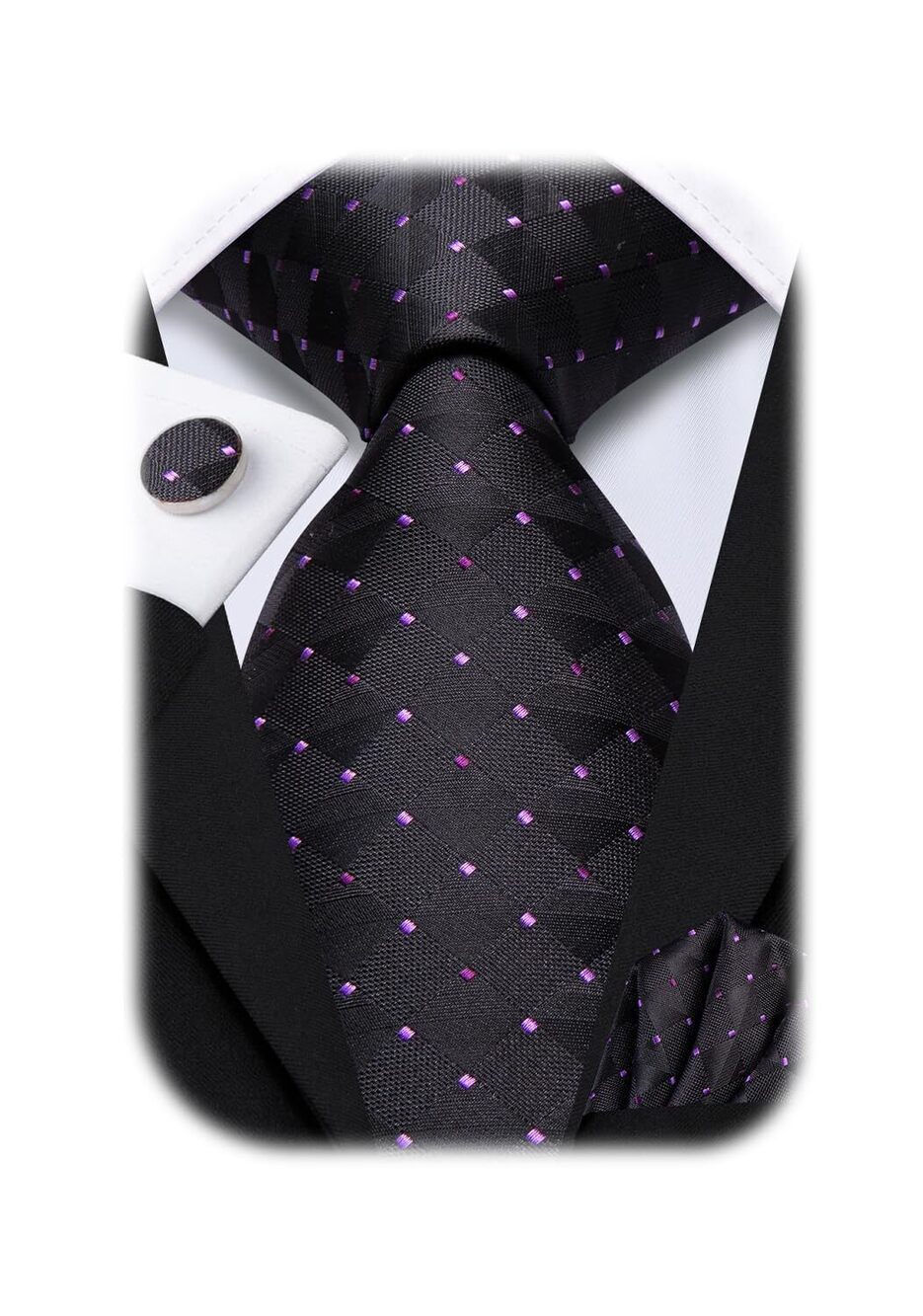 9564 Ties Sets Silk Stripe Paisley Necktie Pocket Square Cufflinks